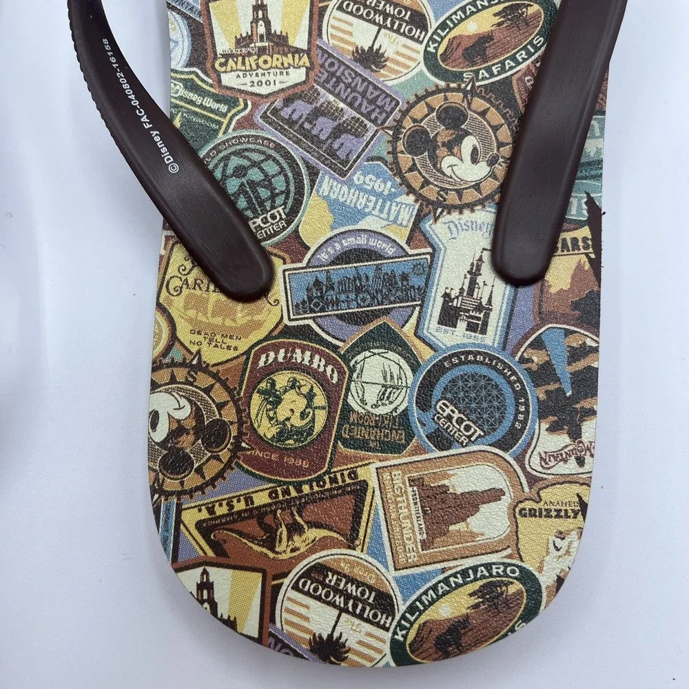 Walt‎ Disney World Land Men's Size 8-9 Brown Flip Flops